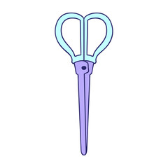 hand drawn quirky cartoon scissors in bright neon color