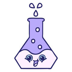 cute cartoon of a science beaker in bright neon color
