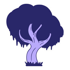 Fototapeta premium hand drawn cartoon doodle of a green tree in bright neon color