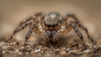 Ultra-Realistic Macro Photo of Spider with Sharp Focus on Eyes and Legs