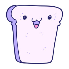 cartoon slice of bread in bright neon color