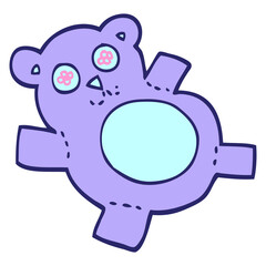 hand drawn doodle style cartoon teddy bear in bright neon color