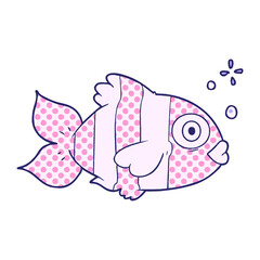 cartoon exotic fish in bright neon color