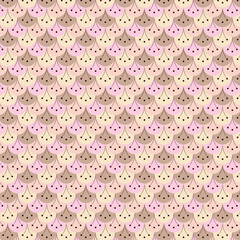 Kawaii pattern of adorable leaves in pastel tones