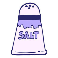 hand drawn doodle style cartoon salt shaker in bright neon color