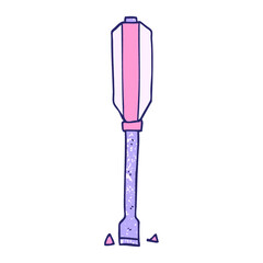 cartoon doodle screwdriver in bright neon color