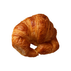 Traditional French breakfast bun made of puff paste and butter, symbol of France, fresh bakery image, souvenir of trip to Paris, isolated object cut out with clipping path, soft selective focus