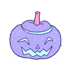 cartoon halloween pumpkin in bright neon color