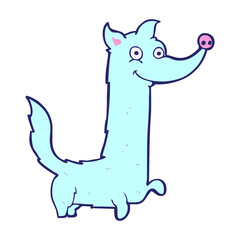 cartoon happy dog in bright neon color