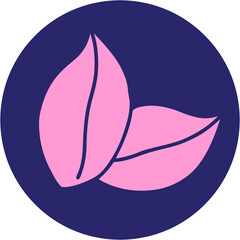 iconic tattoo style image of leaves in bright neon color