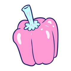 cartoon fresh organic pepper in bright neon color