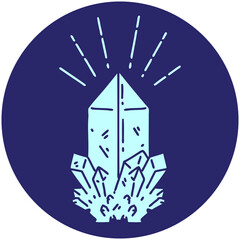 icon of a tattoo style quartz crystal in bright neon color