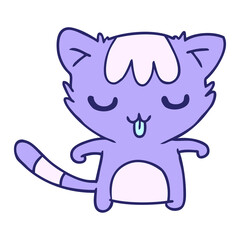 cartoon illustration of a kawaii cute racoon in bright neon color