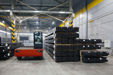 Large warehouse with construction materials
