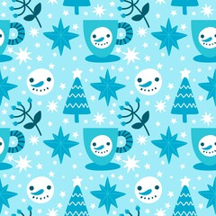 Christmas tree seamless winter balls pattern for wrapping paper and fabrics