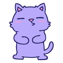 hand drawn quirky cartoon cat in bright neon color