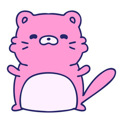 cartoon of a cute little pet cat in bright neon color