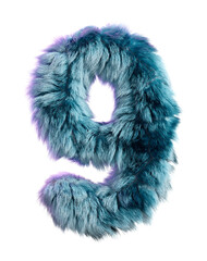 Blue Fur Styled Into Bold Letter X Isolated on White Background