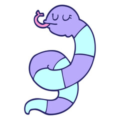 cartoon doodle snake coiled in bright neon color