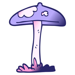 cartoon doodle mushroom in bright neon color