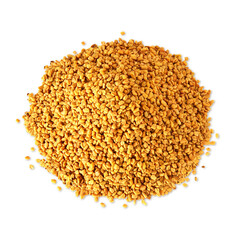 heap of Indian spice Fenugreek seeds cutout in transparent background, png format, top view