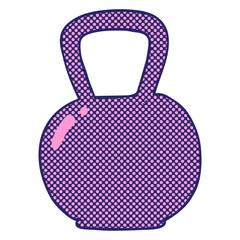 freehand drawn cartoon kettle bell in bright neon color