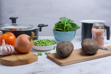 Vegetables and ingredients for the kitchen.