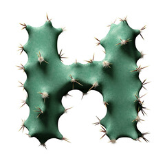 Creative Cactus-Inspired Letter H Design with Green Texture and Spikes