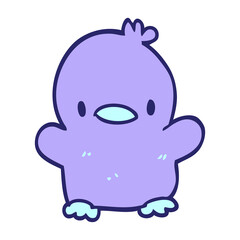 cartoon doodle baby duck in bright neon color