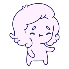 textured cartoon illustration of a kawaii cute ghost in bright neon color