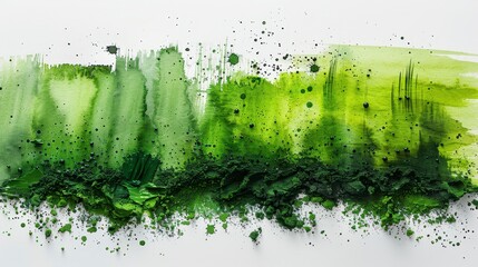 Green watercolor wash transitioning from light to dark with crushed green pigment