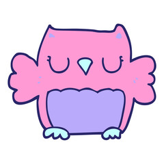 cute cartoon owl in bright neon color