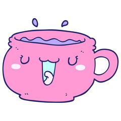 cute cartoon coffee cup in bright neon color