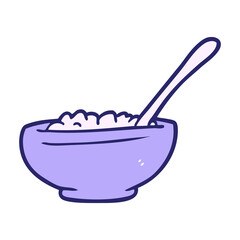 cartoon bowl of rice in bright neon color