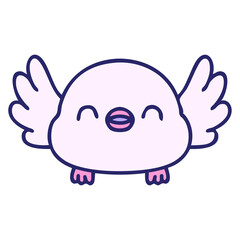 cartoon of a cute baby bird in bright neon color