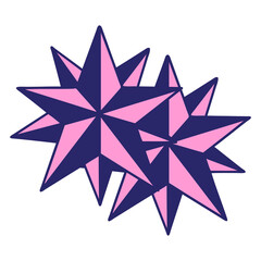 iconic tattoo style image of stars in bright neon color