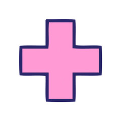 Fototapeta premium retro grunge texture cartoon of a addition symbol in bright neon color