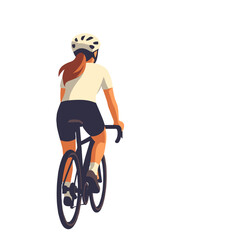 Naklejka premium Female cyclist riding a road bike, flat style, on white background, active lifestyle and World Bicycle Day concept,