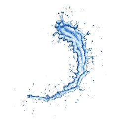 blue water splash isolated on white background