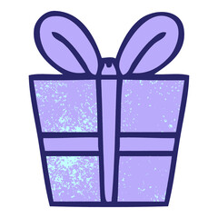 hand drawn quirky cartoon present in bright neon color