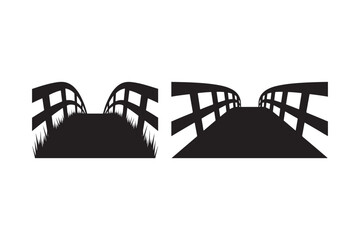 Silhouetted arched bridges with railings and grass detail