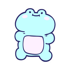 cartoon doodle frog in bright neon color