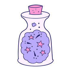 cartoon magic potion in bright neon color
