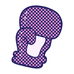 cartoon doodle boxing glove in bright neon color