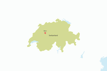 Vector graphic artwork suitable for print and web containing flat detailed map of SWITZERLAND