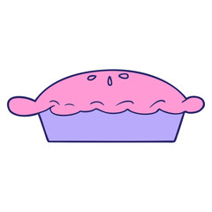 cartoon pie in bright neon color