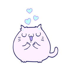 cute cartoon cat in love in bright neon color