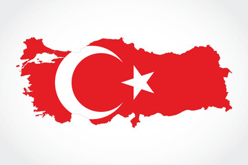 Vector graphic artwork suitable for print and web containing flat detailed map of TURKEY