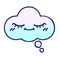 gradient shaded cartoon of a thought bubble in bright neon color