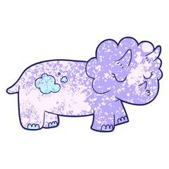cartoon triceratops in bright neon color